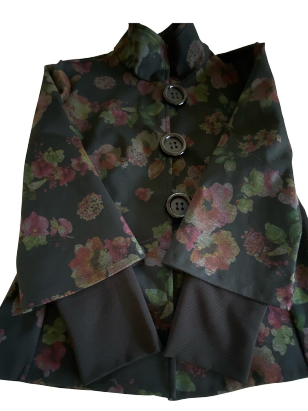Zooni Made In Canada Statement Jacket Big Button Floral Art To Wear S/M Autumn - Picture 8 of 14